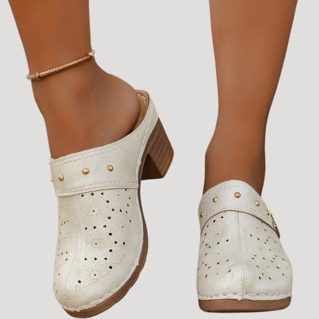 Women’s Block-Heel Clog Mules – Closed-Toe Slip-On Shoes for Work and Weekend Wear