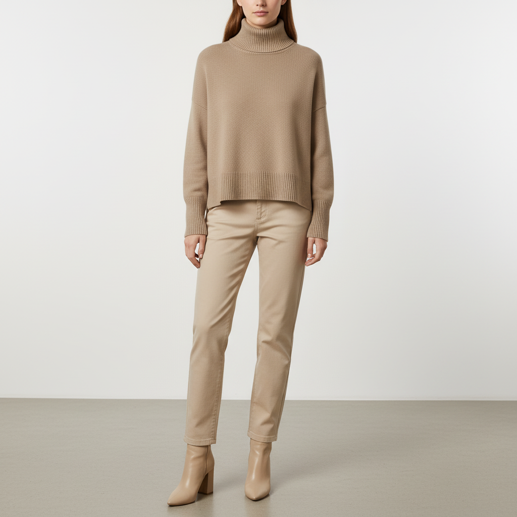Women’s Oversized Turtleneck Sweater with Dropped Shoulders