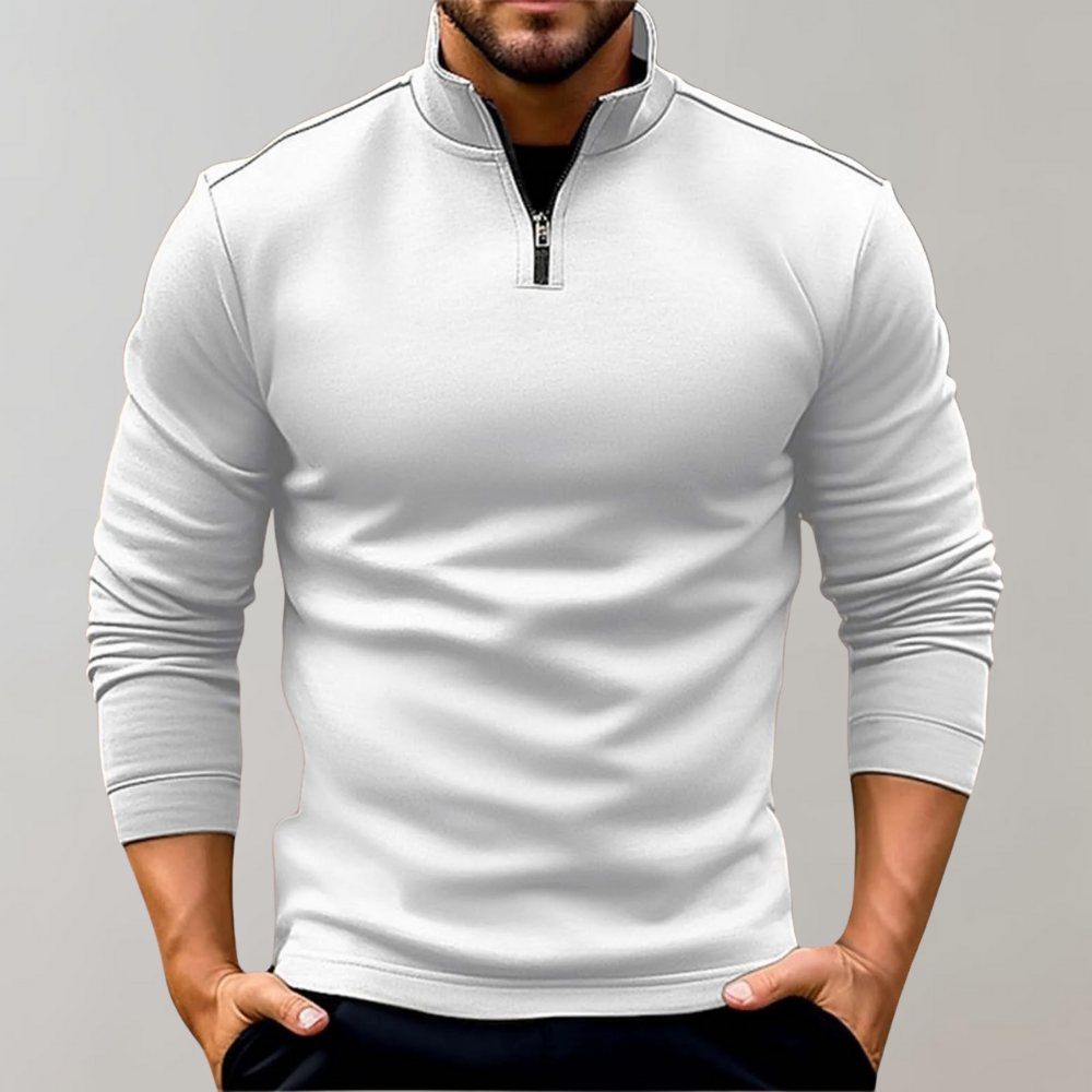 Jersey de media cremallera para hombre, ajustado, de manga larga, tejido casual elegante