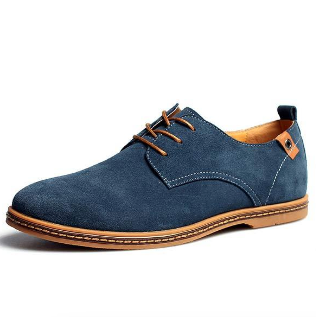 Scarpe Derby da uomo in pelle scamosciata con lacci e dettagli sulla suola