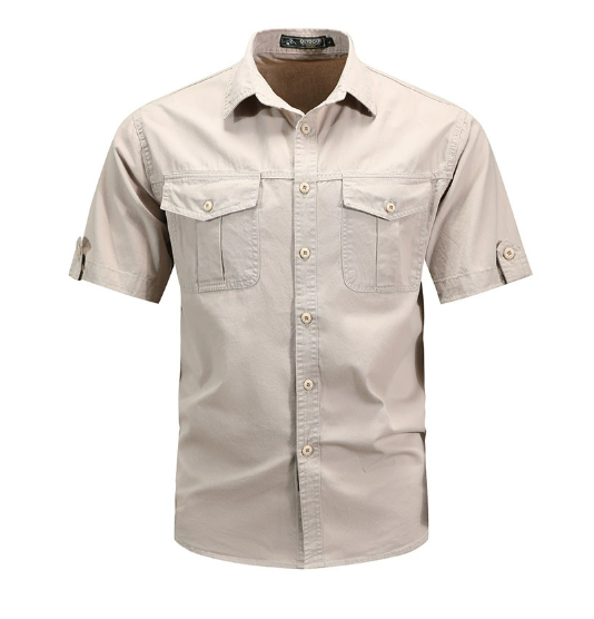 Men’s Short Sleeve Utility Shirt – Twin Pocket Spring Style for Work and Travel