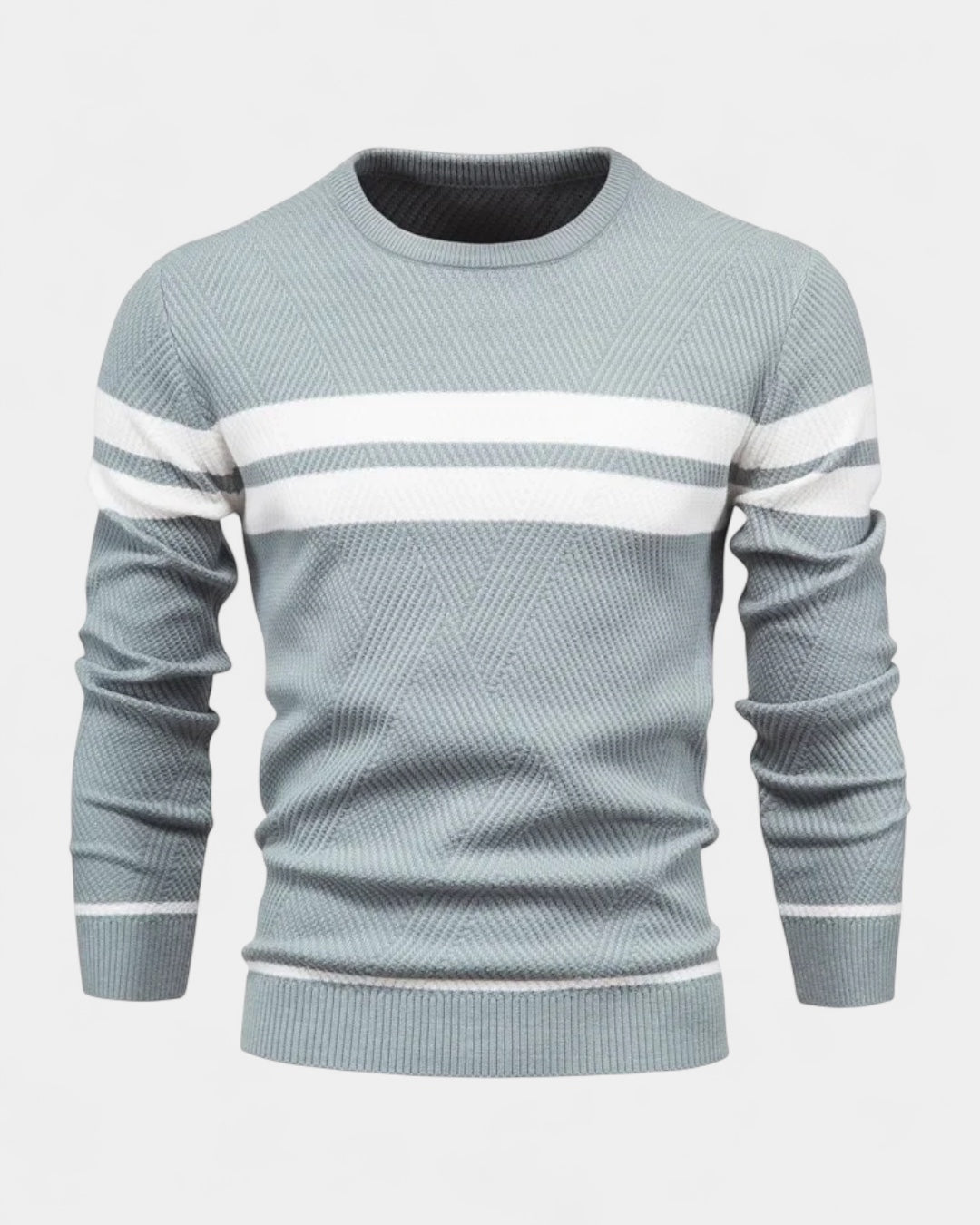Męski sweter z fakturą i okrągłym dekoltem – elegancka dzianina na co dzień na jesień i zimę