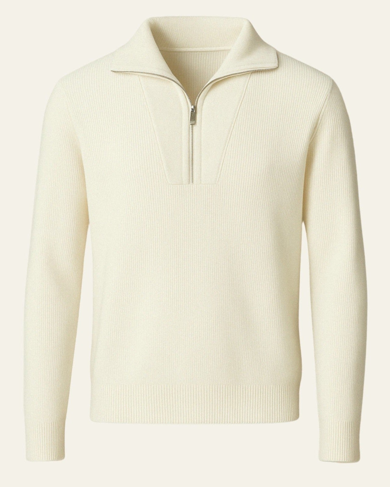 Camisola de malha canelada para homem com gola subida – fecho de correr a meio para o outono e o inverno