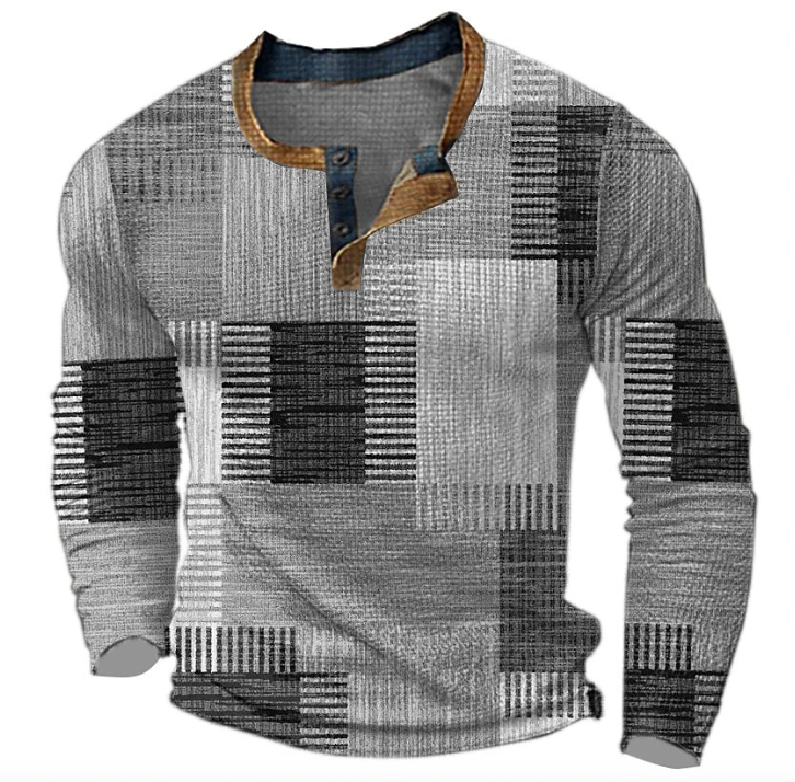 Maglia Henley da uomo – strato a maniche lunghe con scollo a bottoni per autunno e inverno