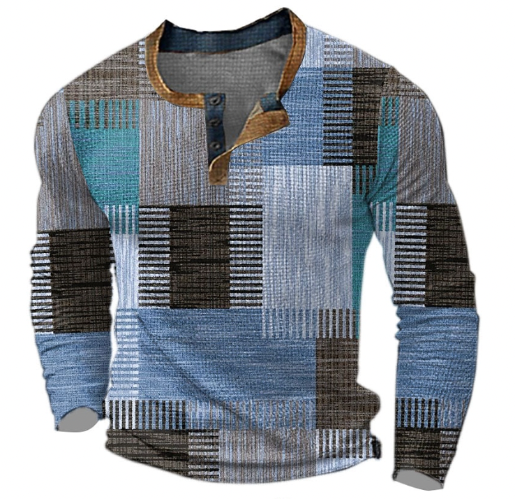 Maglia Henley da uomo – strato a maniche lunghe con scollo a bottoni per autunno e inverno