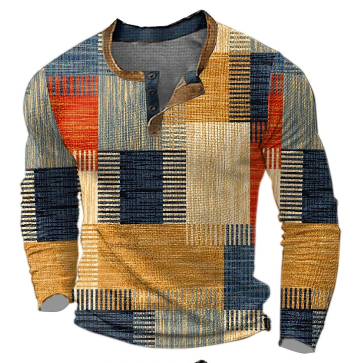 Maglia Henley da uomo – strato a maniche lunghe con scollo a bottoni per autunno e inverno