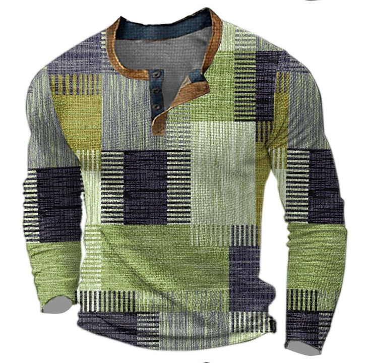 Maglia Henley da uomo – strato a maniche lunghe con scollo a bottoni per autunno e inverno