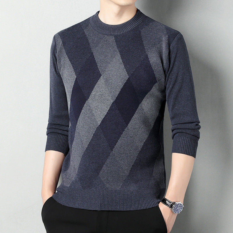 Maglione lavorato da uomo con scollo rotondo – strato stampato dalla vestibilità regolare per autunno e inverno