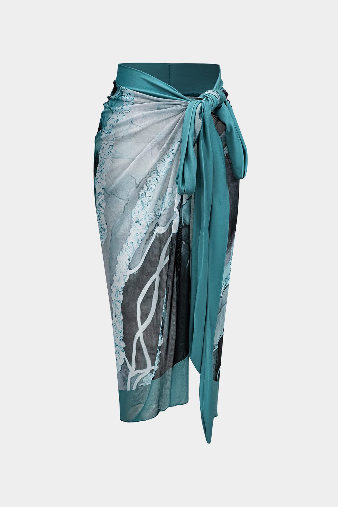 Women’s Printed Swimsuit Set Marble Effect Wrap Sarong