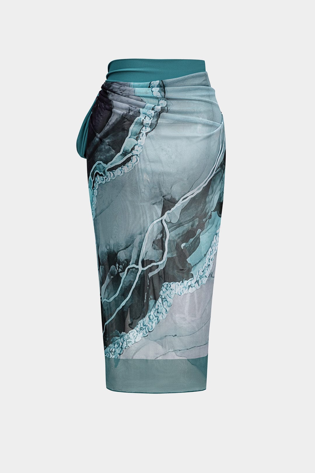 Women’s Printed Swimsuit Set Marble Effect Wrap Sarong
