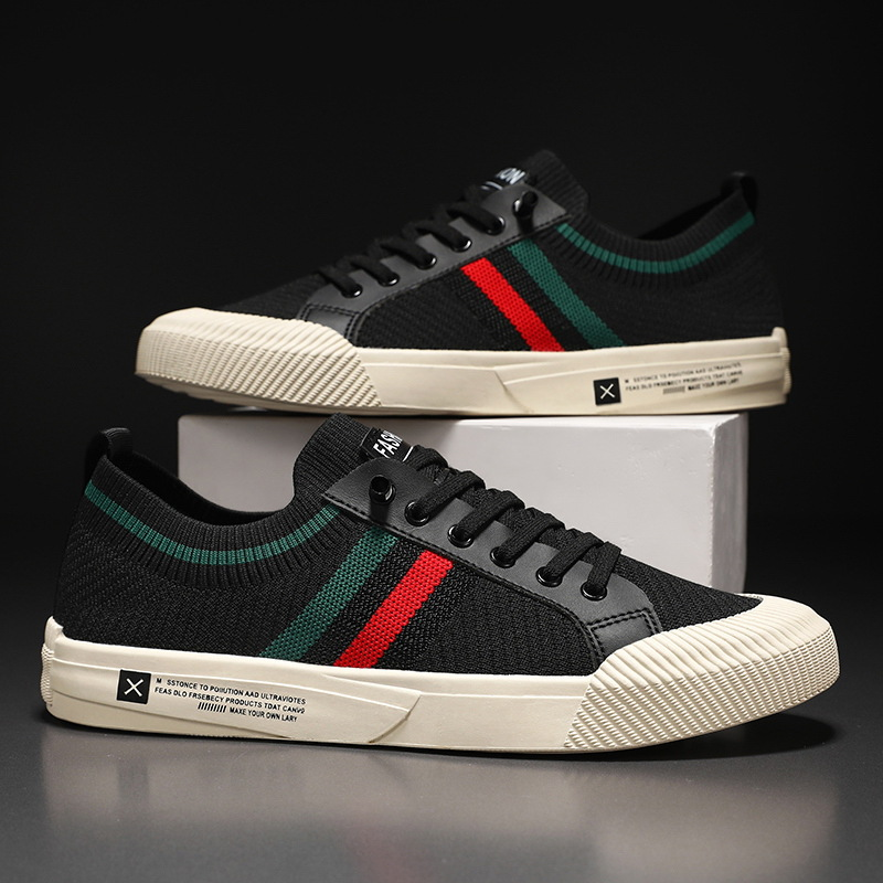 Męskie paskowane dzianinowe sneakersy lekkie codzienne trampki