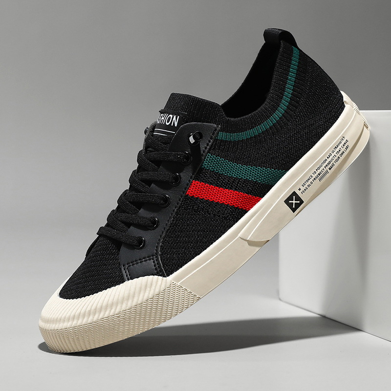 Męskie paskowane dzianinowe sneakersy lekkie codzienne trampki