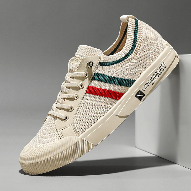 Męskie paskowane dzianinowe sneakersy lekkie codzienne trampki