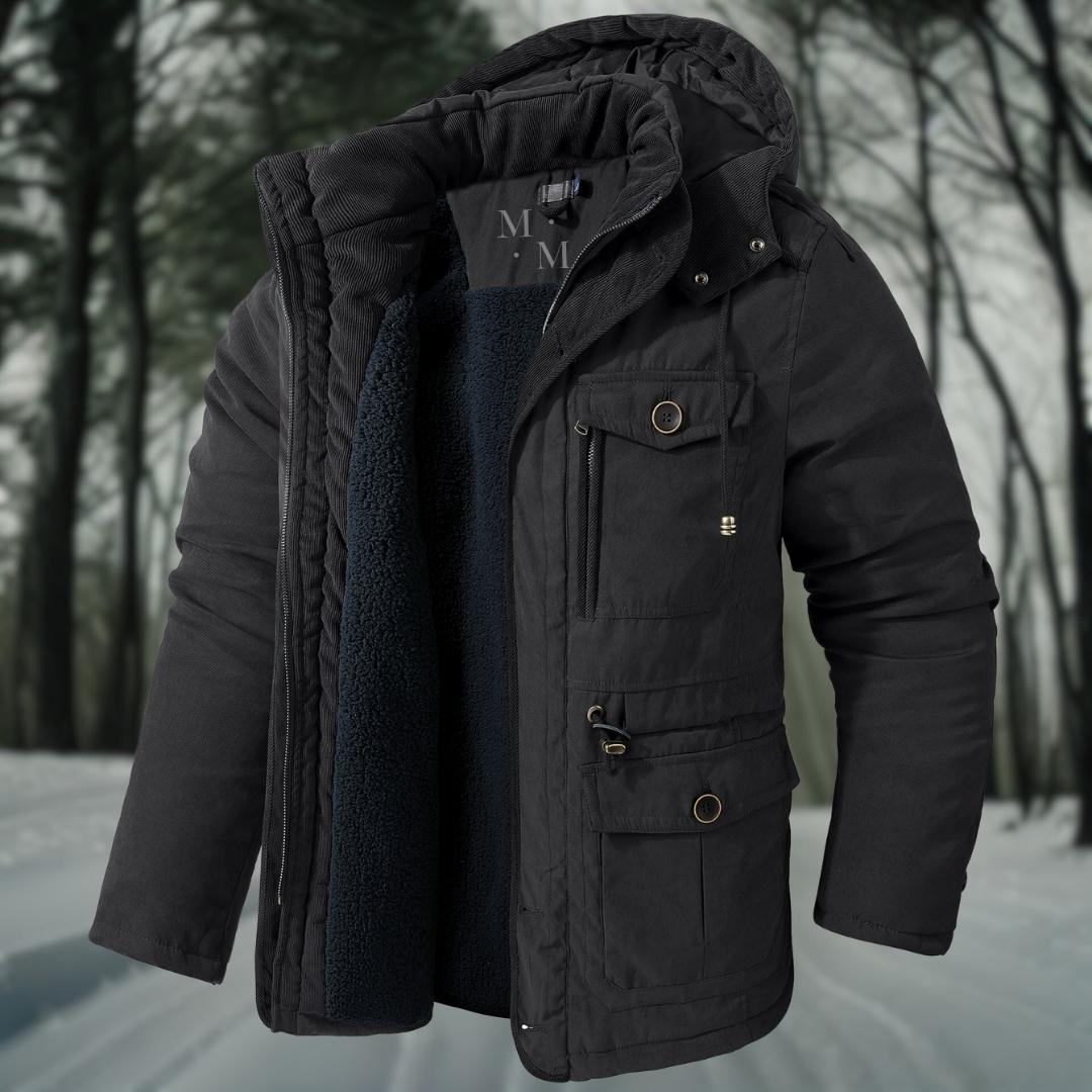 Parka matelassée utilitaire à capuche pour homme – Style d’hiver isolant à multiples poches pour la ville par temps froid, les promenades en plein air et la superposition au quotidien