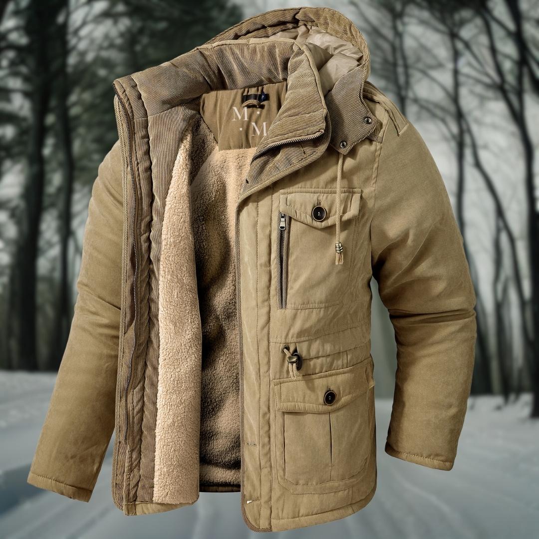 Parka matelassée utilitaire à capuche pour homme – Style d’hiver isolant à multiples poches pour la ville par temps froid, les promenades en plein air et la superposition au quotidien