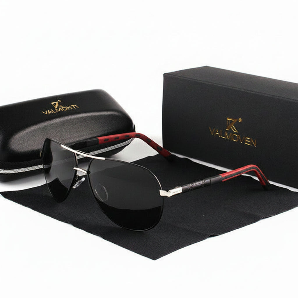 Lunettes de soleil aviateur polarisées pour homme avec monture métallique légère