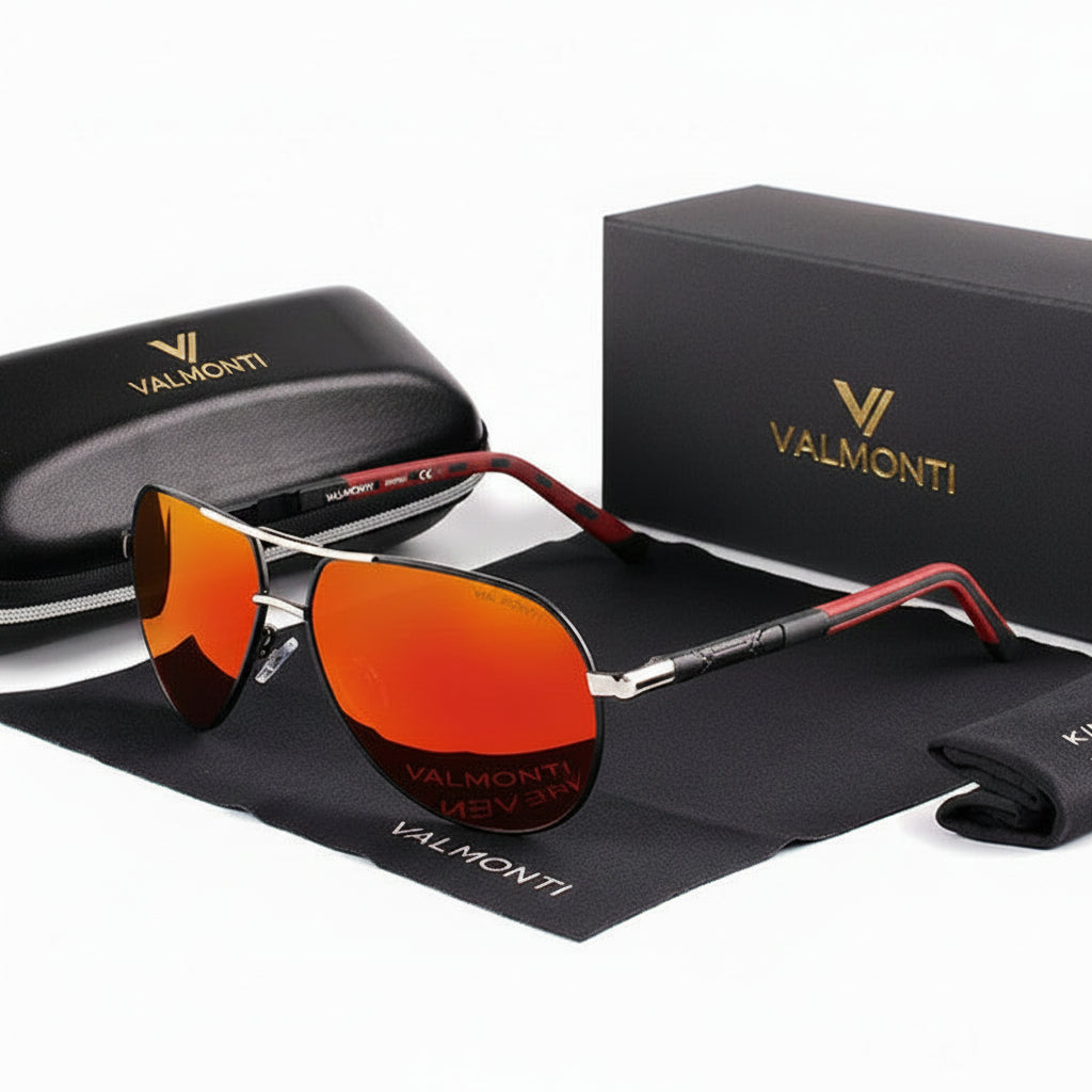 Ochelari de soare aviator polarizați pentru bărbați, cu ramă metalică ușoară