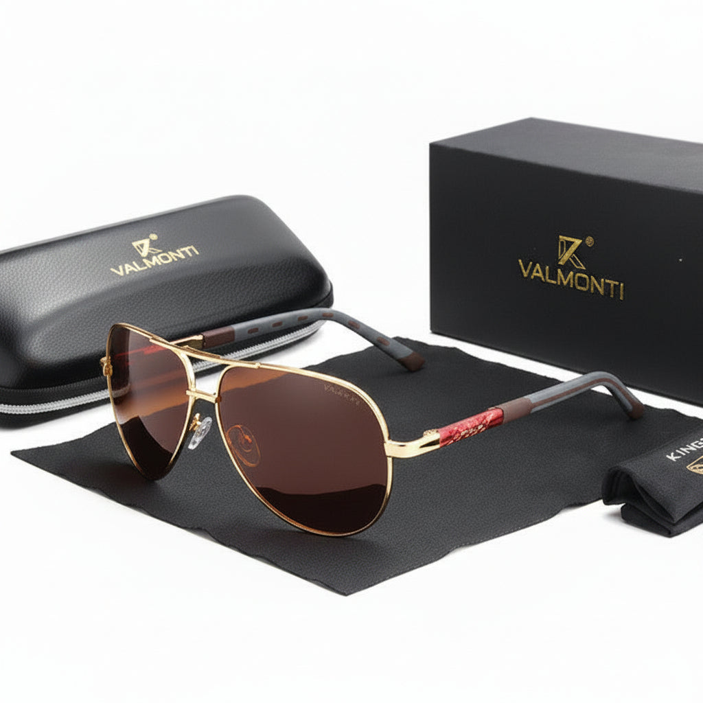 Lunettes de soleil aviateur polarisées pour homme avec monture métallique légère