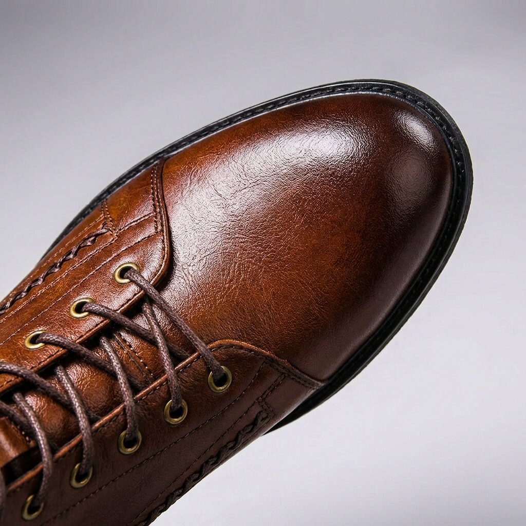 Bottines montantes à lacets pour homme en véritable cuir italien – chaussures élégantes et décontractées pour le bureau, pour l’automne et l’hiver