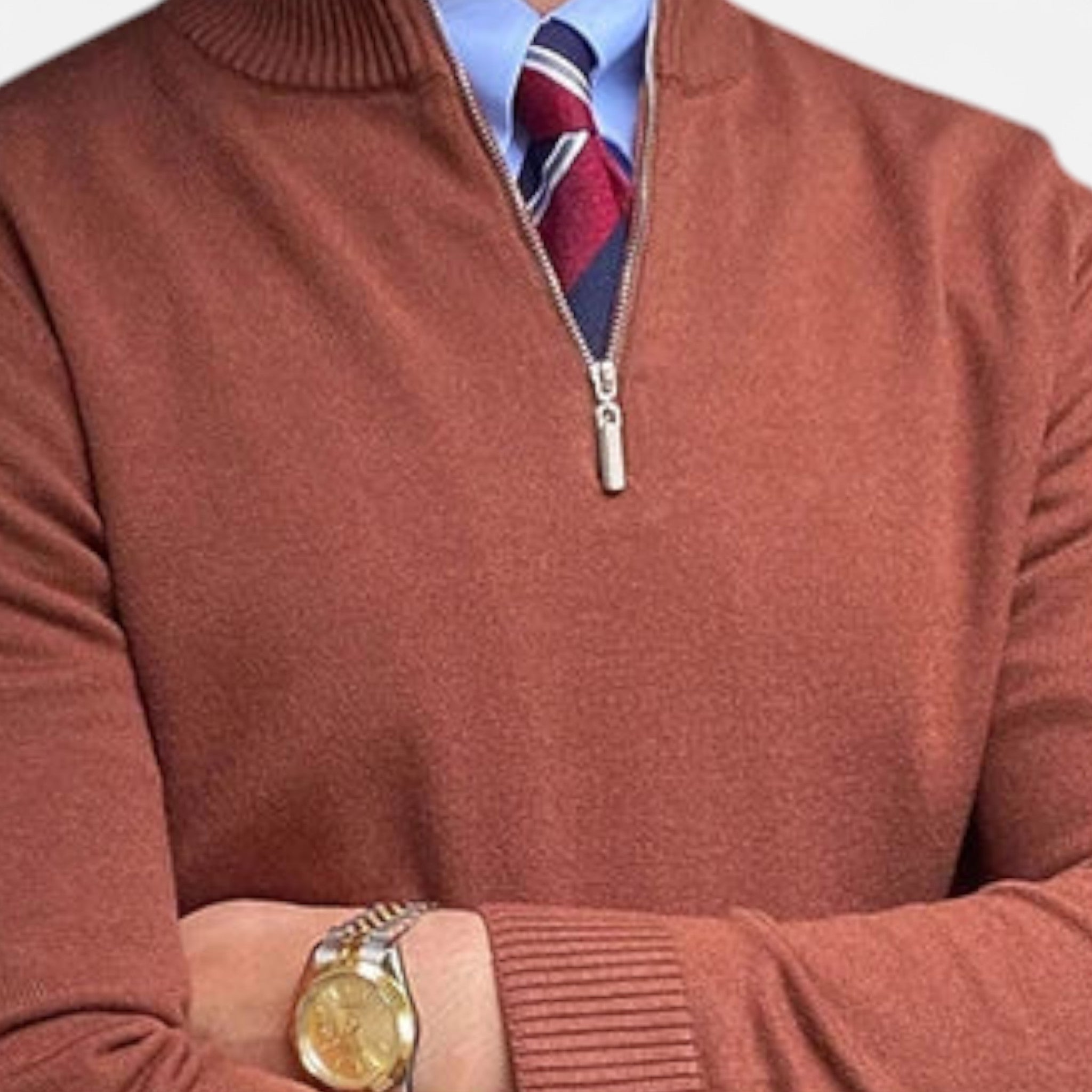 Pull-over homme à demi-zip – Pull en maille lisse pour tenues décontractées chic de printemps