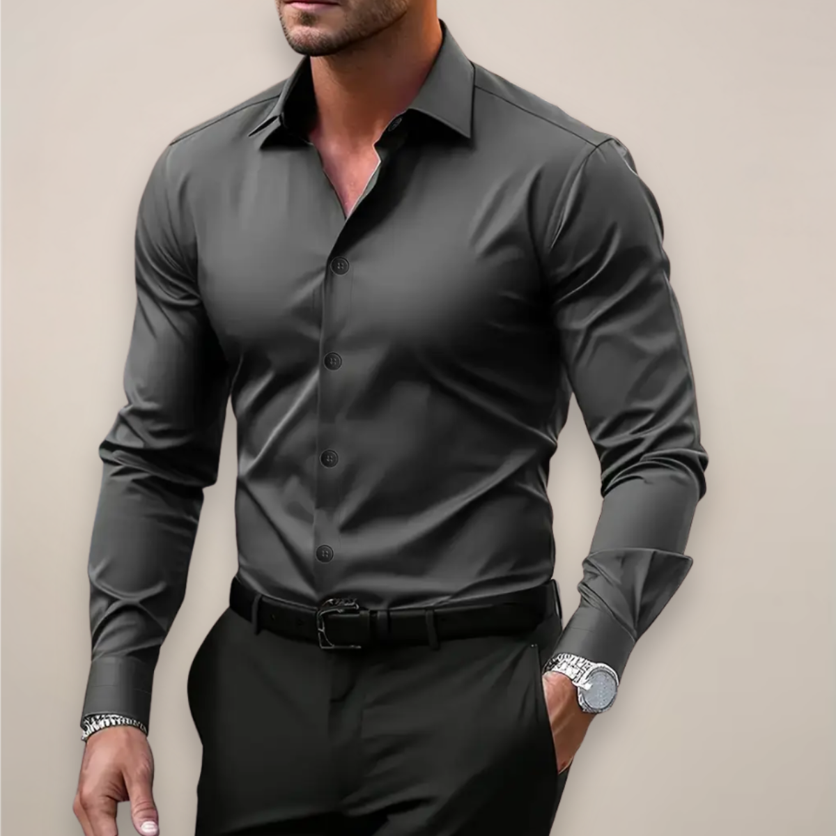 Camicia da uomo a maniche lunghe dalla vestibilità slim - Camicia classica con bottoni per l'ufficio e i look casual eleganti