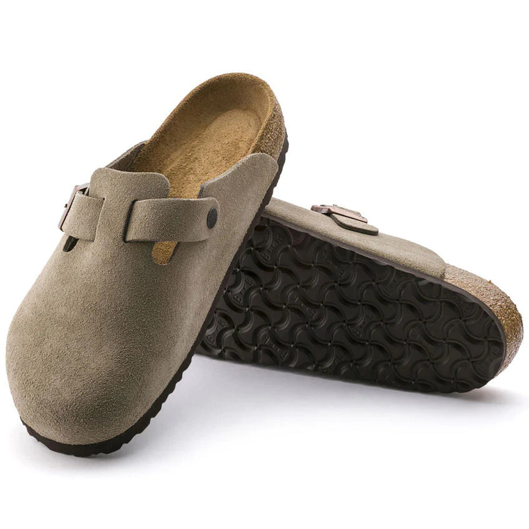 Herren-Clogs aus Veloursleder mit verstellbarer Schnalle – Geschlossenes Zehendesign zum Hineinschlüpfen mit konturiertem Fußbett und Riemen mit Schnalle