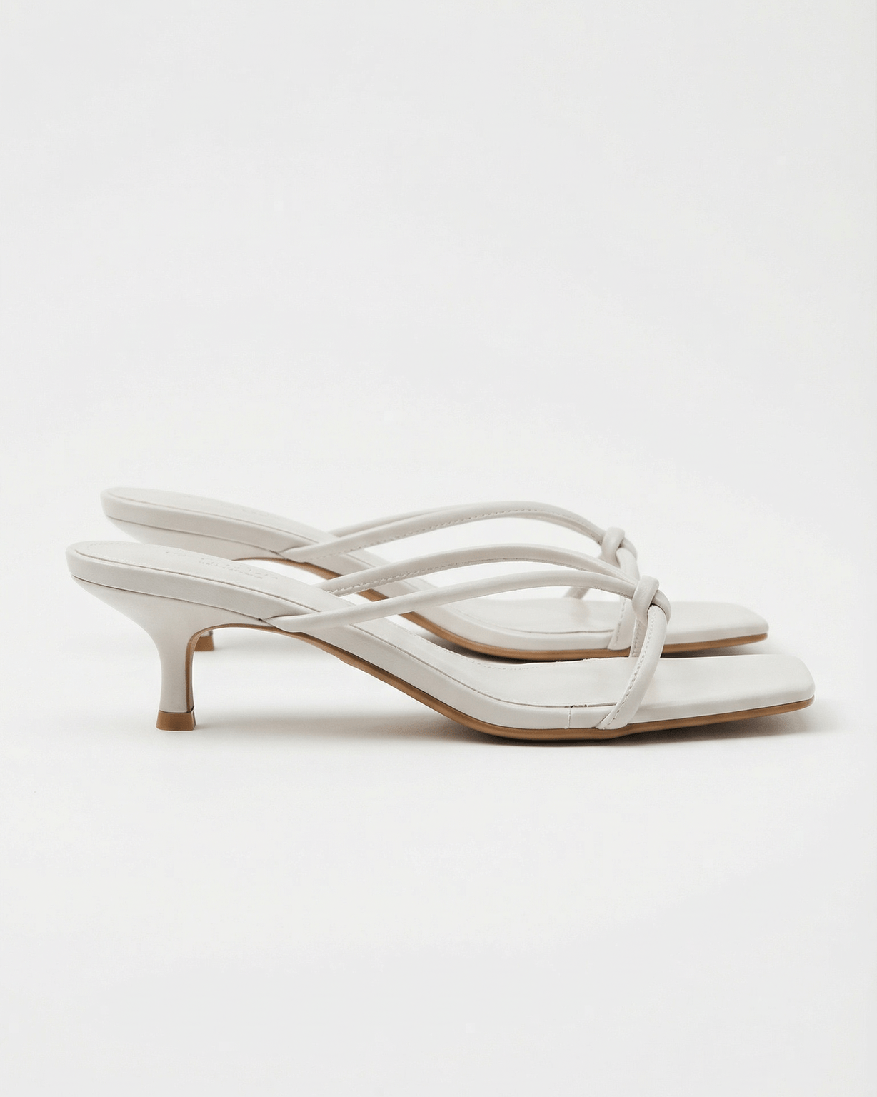 Women’s Knotted Strap Mule Sandals – Kitten Heel Square-Toe Slip-Ons for Evening Wear