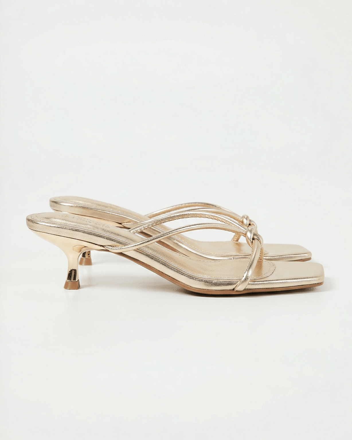 Women’s Knotted Strap Mule Sandals – Kitten Heel Square-Toe Slip-Ons for Evening Wear