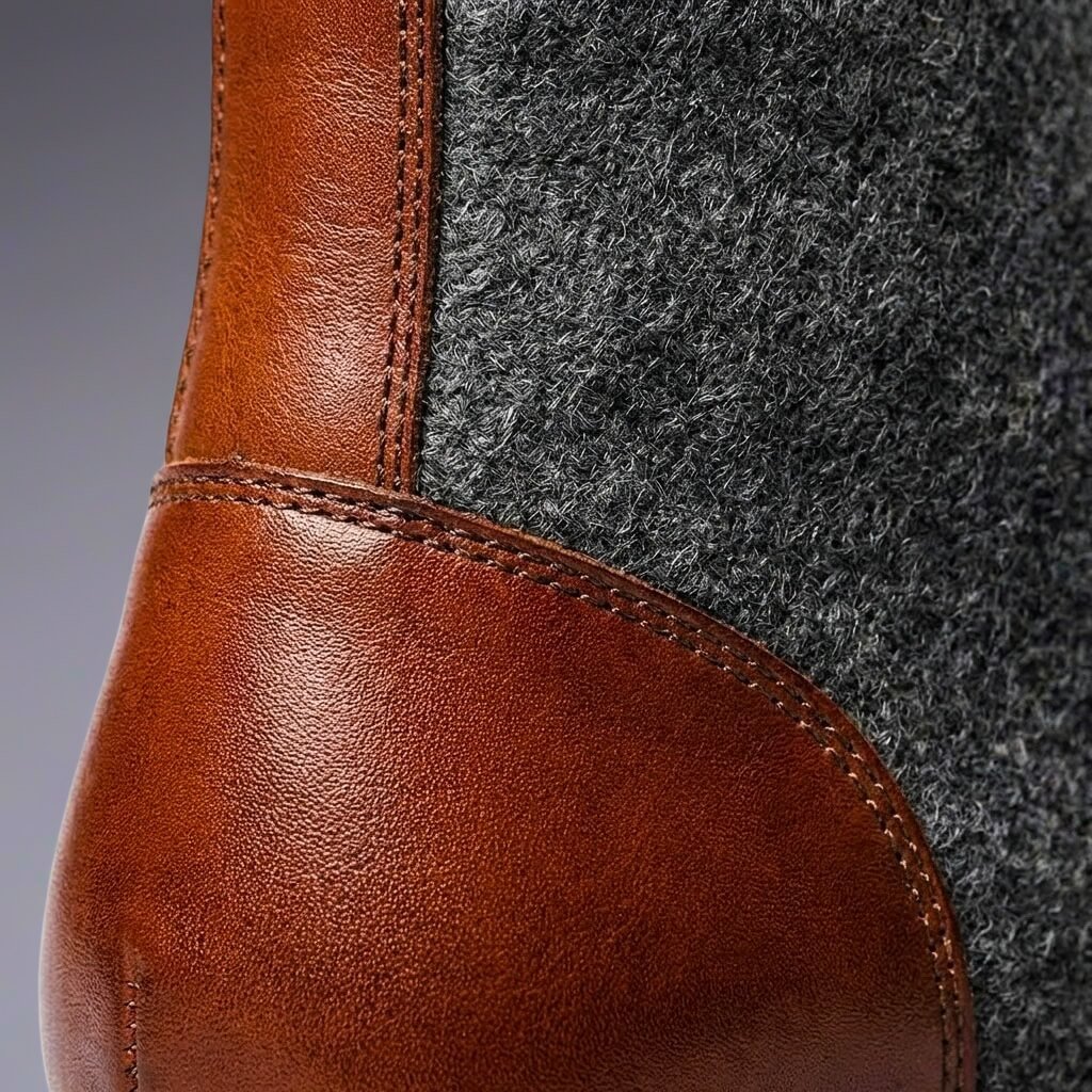Bottes d’hiver pour homme en cuir et laine vierge – chaussures chaudes à lacets pour les déplacements en ville par temps froid