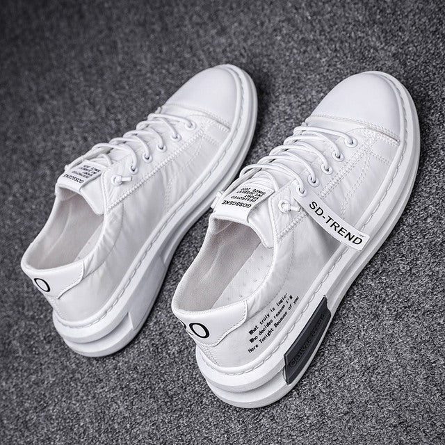 Men’s Lightweight Canvas Sneakers – Lace-Up Low-Top Trainers with Panelled Upper and Cushioned Sole