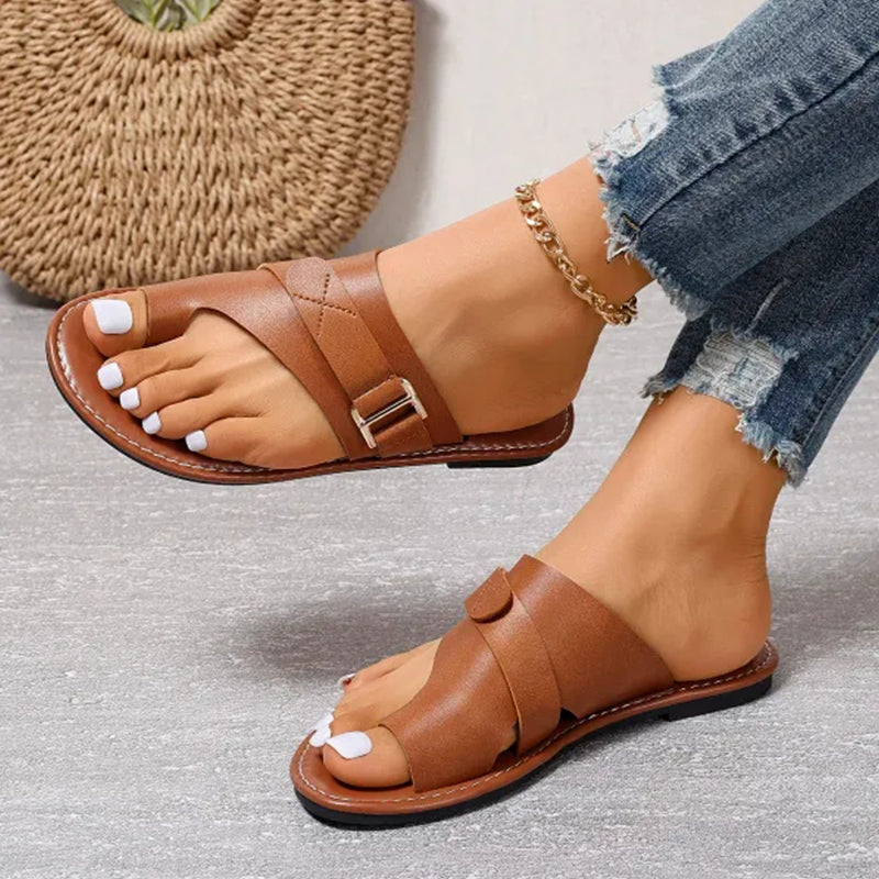 Women’s Toe Ring Sandals with Buckle Strap