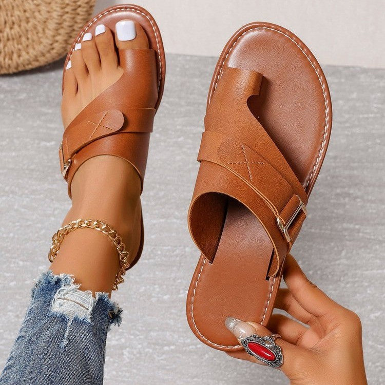 Women’s Toe Ring Sandals with Buckle Strap