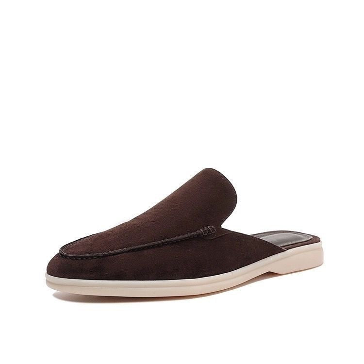 Mocassini estivi da uomo in stile scamosciato senza retro, slip-on
