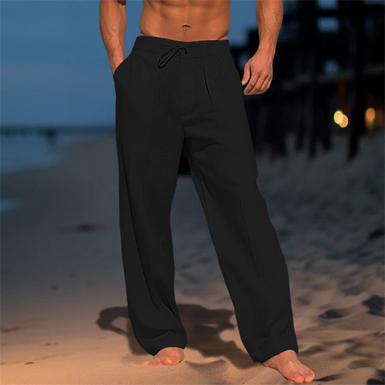 Men’s Pleated Drawstring Trousers – Relaxed Spring Tailoring for Travel and Smart Casual Wear