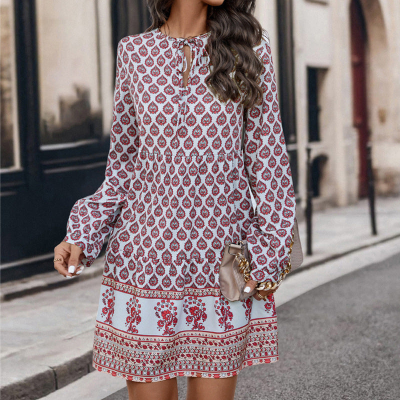 Women’s Floral Boho Mini Dress – Lightweight Breathable Elegant Flowy Stylish Casual Summer Outfit