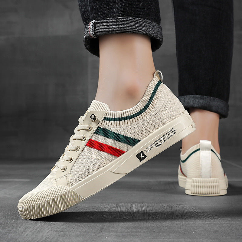 Męskie paskowane dzianinowe sneakersy lekkie codzienne trampki