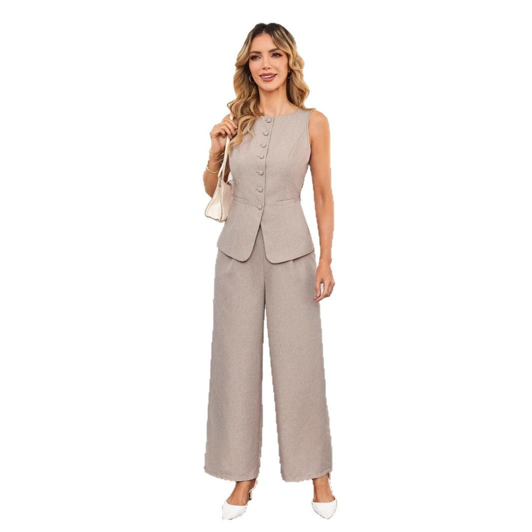 Dámský elegantní kostým s kalhotami – na míru šitý, pohodlný, stylový, široké nohavice, formální kancelářský outfit