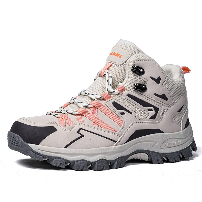 Women’s Lace-Up Hiking Boots with Fleece Lining and Chunky Tread Sole – Ankle Height Style for Outdoor Walks