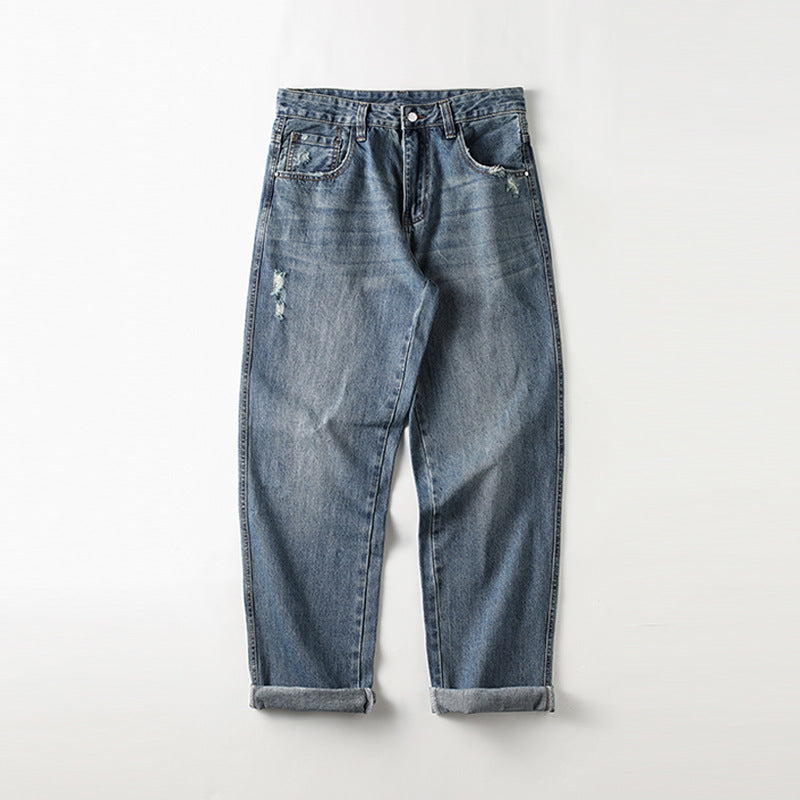Men’s Vintage-Wash Baggy Jeans – Relaxed Wide-Leg Denim for Casual Streetwear