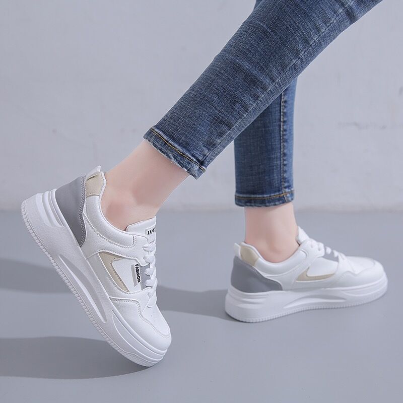Baskets à lacets pour femme avec semelle épaisse et col rembourré – Chaussures basses décontractées pour tous les jours