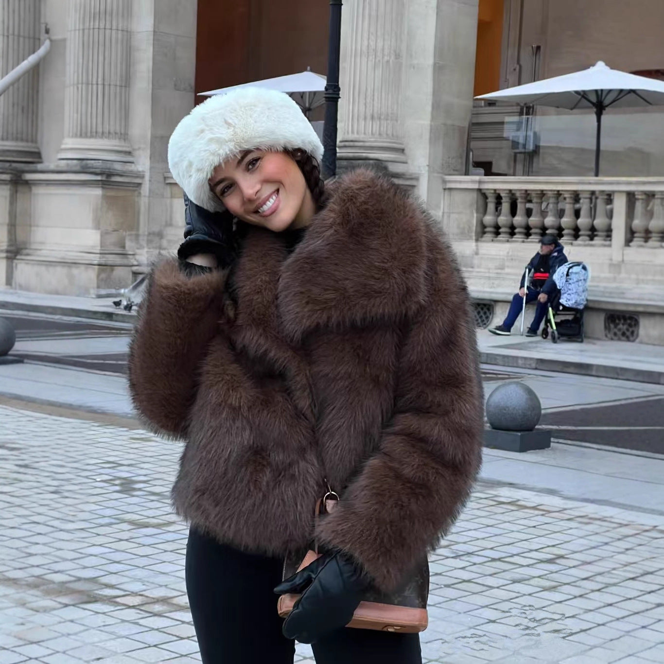 Manteau court pour femme en fausse fourrure – Veste d’hiver douillette pour une tenue élégante par temps froid