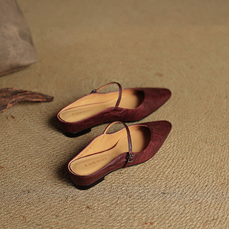 Women’s Pointed Toe Strap Detail Slip-On Mule Flats