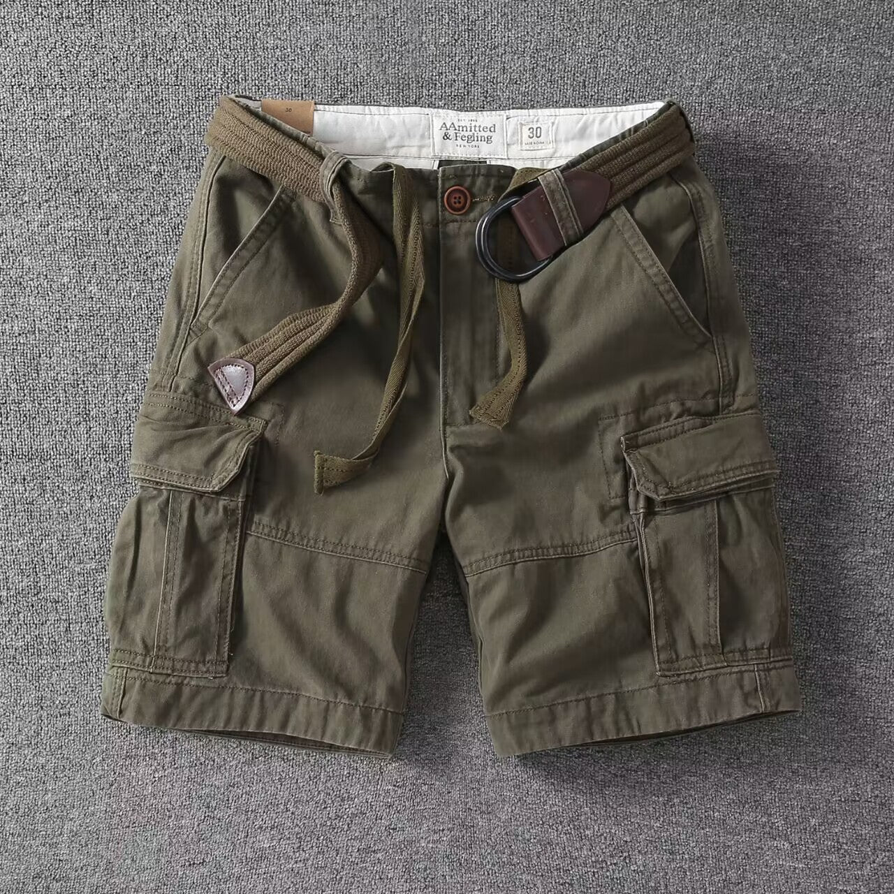 Pantaloncini cargo utility da uomo lavati, vestibilità comoda, streetwear