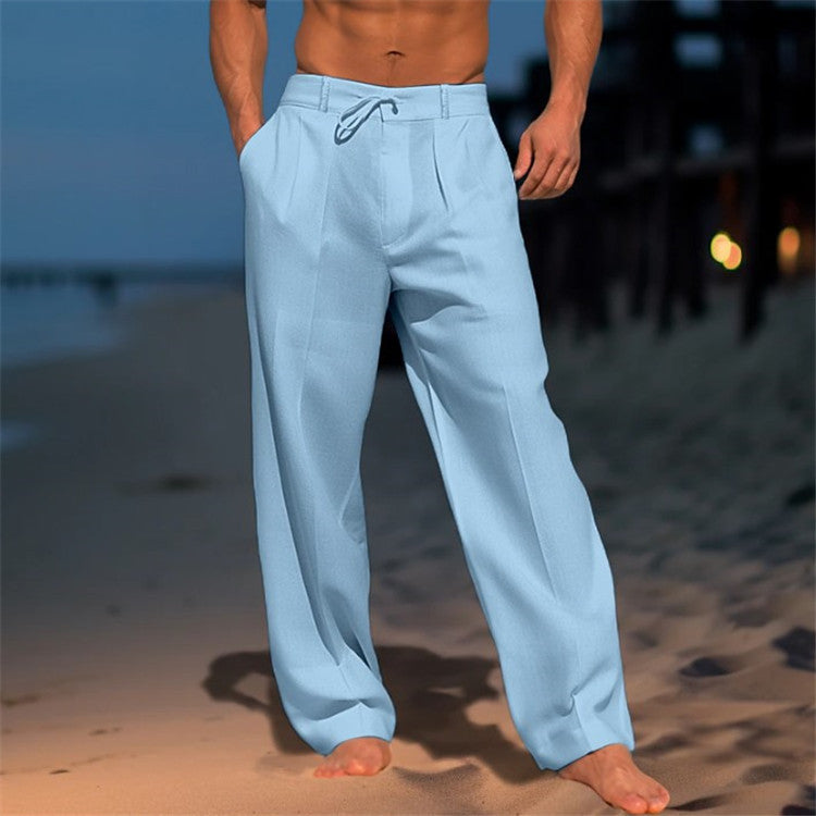 Men’s Pleated Drawstring Trousers – Relaxed Spring Tailoring for Travel and Smart Casual Wear