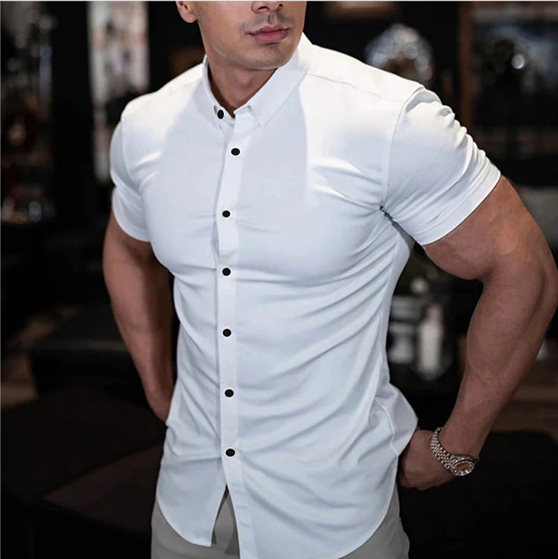 Camicia da uomo a maniche corte dalla vestibilità slim - Camicia leggera con bottoni per il lavoro e i look estivi casual eleganti