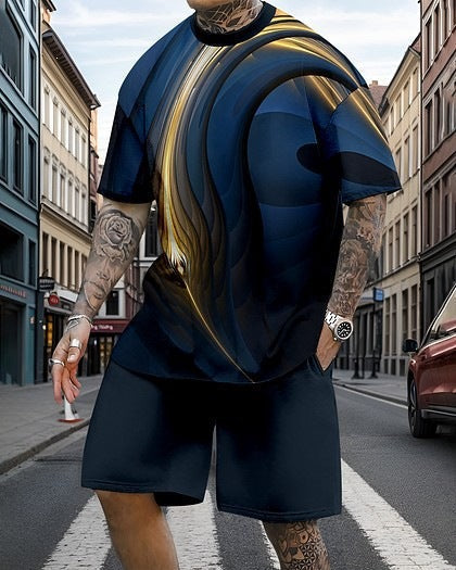 Men’s Printed Oversized T-Shirt and Relaxed Shorts Set