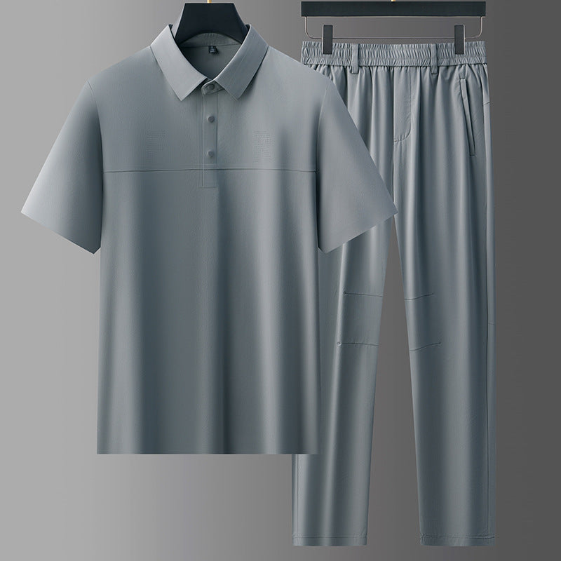 Pánský set s chladivým polokošile a rovnými kalhotami