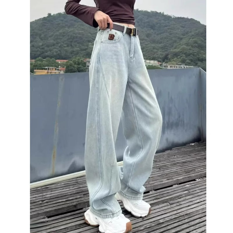 Women’s Washed Wide Leg Relaxed Fit Denim Jeans