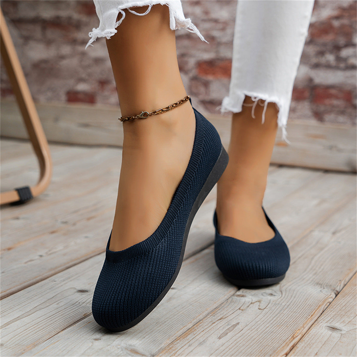 Women’s Orthopaedic Stretch-Knit Ballet Flats – Supportive Lightweight Walking Shoes for Comfortable Everyday Casual Wear