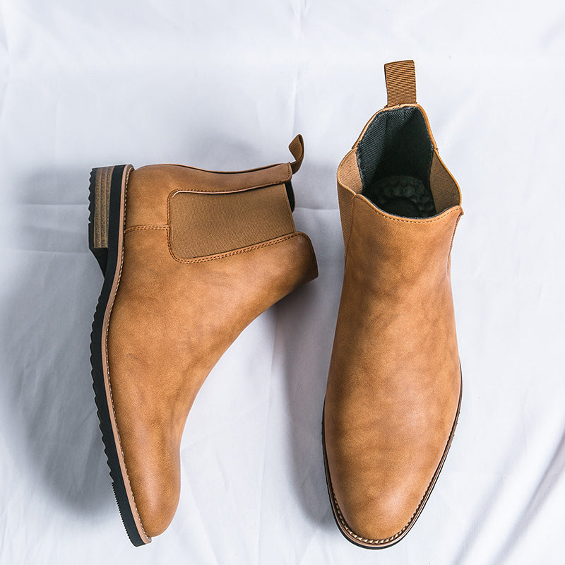 Bottines Chelsea pour homme avec empiècements latéraux élastiqués et tirettes – Modèle à petit talon pour les tenues chic décontractées et de bureau